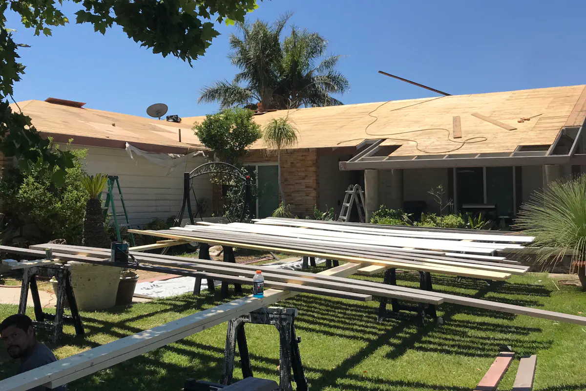 New roof being installed by professional crew